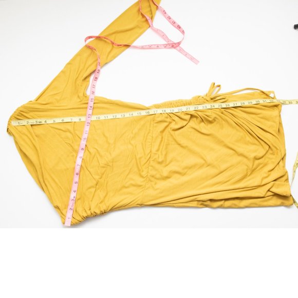 Runaway The Label Work It Mini Dress One Shoulder Sexy Mustard Yellow Size 4 New - Picture 6 of 7